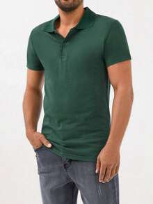 RueChic Men Solid Polo Shirt - Dark Green - View 3
