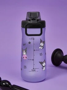 HELLO KITTY AND FRIENDS | SHEIN 1100ml Cartoon Kuromi Printed Purple Tritan Flip-Top Water Bottle With Handle - Purple - View 6