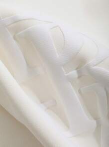 FRIFUL Casual Letter Embossing Raglan Sleeve Sweatshirt,Fall Women Clothes - Beige - View 3