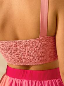 CAJUNI 女士吊带粉色超短款背心，度假休闲海滩夏季背心 - 西瓜粉 - 查看 10