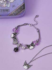 HELLO KITTY AND FRIENDS | SHEIN 1 件卡通黑水晶手链 - 彩色 - 查看 4