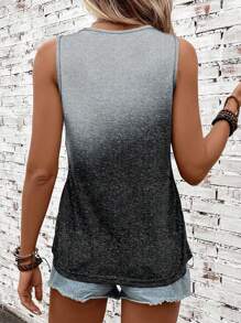 SHEIN LUNE Women Casual Ombre Color Block Round Neck Sleeveless Tank Top, Summer