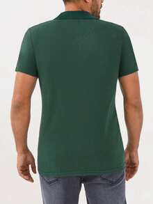 RueChic Men Solid Polo Shirt - Dark Green - View 2