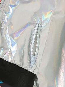 2 件套 Tween Girl 印花拉链夹克风衣和 A 字裙套装 - 彩色 - 查看 5