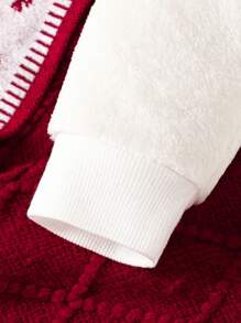 3er-Set süßer Baby Mädchen Outfit: Farbblock karogemusterter Kragen Flanellwarm Top + karierter plissierter Rock + Cartoon bestickter Beutel, modisch für Herbst/Winter, für Weihnachten