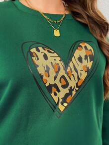 Calvaya Plus Size Elegant Casual Thickened Loose Round Neck Printed Sweatshirt Pullover Fall Outfit