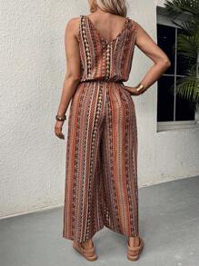 Breezaya Plus Size  Vintage Style Casual Jumpsuit - Multicolor - View 2