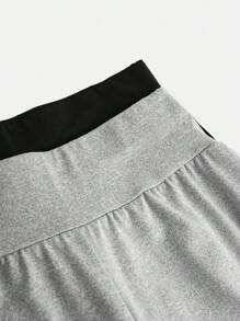 2sets Tween Girl Basic Grey & Black Long Sleeve Knit Top & High Waist Flare Knit Pants Sets