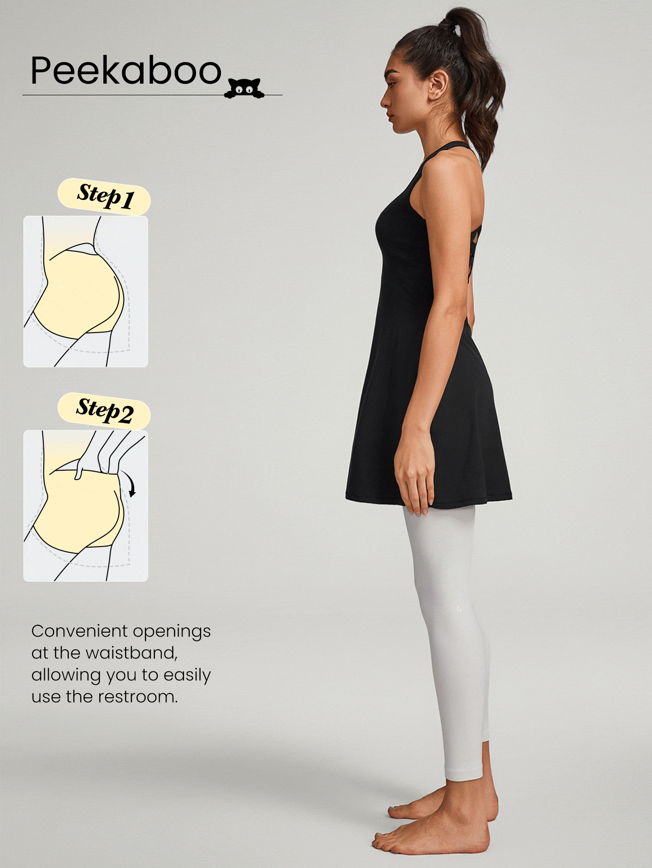 Váy thể thao mini VitalSwift Peekaboo xếp ly chữ A nhẹ, nhanh khô, quần short chống trượt, túi bên hông, mặc thường ngày - màu đen - Xem 2