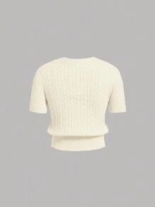 SHEIN MOD Soft Cable Knit Sweater For Women, Summer And Autumn - Beige - View 2