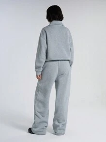 LYSMO 2 piezas Conjunto de sudadera con capucha y pantalón de chándal casual, otoño - Gris - Ver 2
