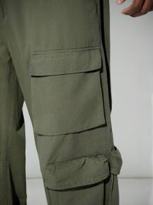 Manfinity Hypemode Quần ống rộng denim màu xanh quân đội rộng rãi cho nam cỡ lớn - xanh quân đội - Xem 5