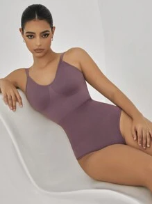 Body Con Espalda Abierta De Color Liso Para Mujer Para Dar Forma - Púrpura malva - Ver 6