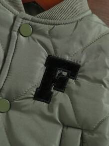 2 件女童休闲字母印花棉服，绿色，秋冬 - 綠色 - 查看 6
