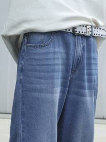 Men's Straight Simple Denim Casual Baggy Jeans
