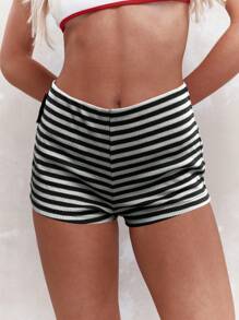 MISSGUIDED 罗纹条纹针织毛衣短裤 - 黑與白 - 查看 3