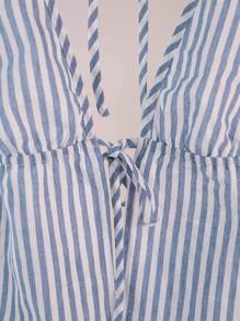 SHEIN Unity Women's Casual Striped Halter Neck Tie Cami Top, Summer Graphic Tees Women Tops - Baby Blue - View 4