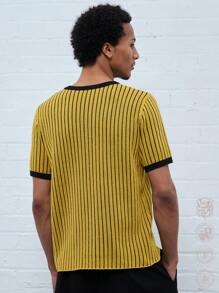 Manfinity VCAY 男式宽松 V 领短袖针织上衣、返校、棒球服