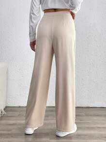 Chiquease Nuevo llegado del Otoño/Invierno 2024, pantalones rectos de cintura alta en color block beige y negro, elegantes y casuales, mismo estilo que el de la blogger