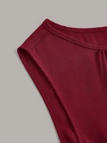 Ellevyn Women's Solid Color Sleeveless  Dress With Pleated Hem - Burgundy - View 7