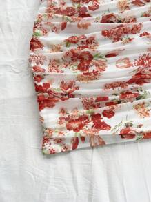 Soleia WYWH Dames Vakantie Gerimpelde Mesh Rozenprint Spaghettiband Mini Zomerjurk
