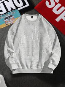 Manfinity Homme Men's Solid Color Minimalist Casual Crewneck Long Sleeve Pullover Sweatshirt - Grey - View 1