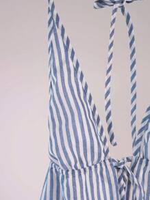 SHEIN Unity Women's Casual Striped Halter Neck Tie Cami Top, Summer Graphic Tees Women Tops - Baby Blue - View 5