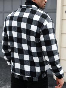 Manfinity Homme Men's Plaid Long Sleeve Zipper Front Casual Versatile Jacket For Autumn And Winter - Grey - View 2