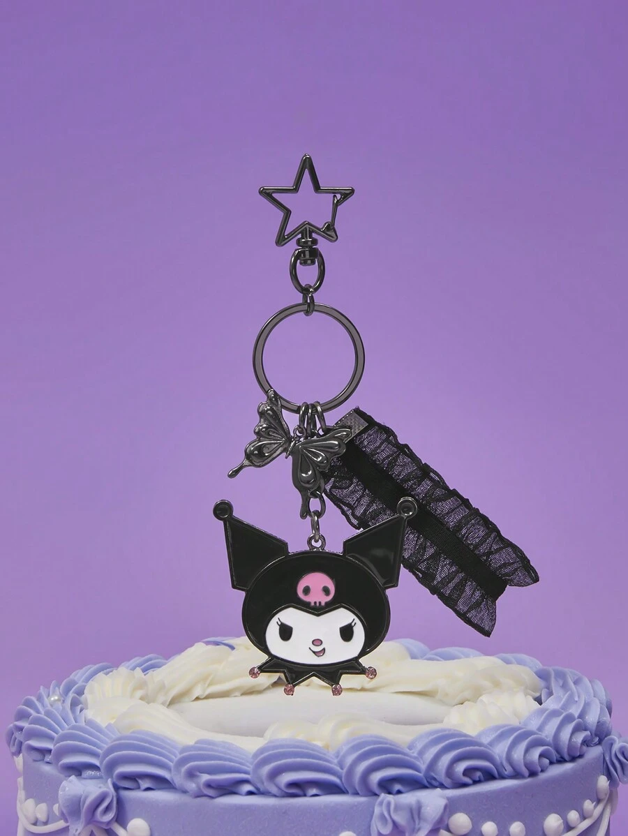 HELLO KITTY AND FRIENDS | SHEIN Cartoon Kuromi Pattern Keychain / Bag Charm - Multicolor - View 1