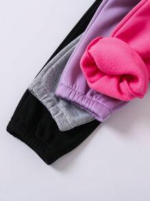 SHEIN 4 件套年轻女孩简约百搭休闲街头风格裤子套装，秋冬