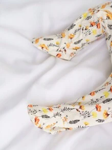 Cozy Pixies 嬰兒女童針織柔軟圓領長袖連體衣套裝，帶有植物花卉圖案 - 芥末黃 - 查看 14