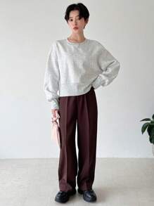 FRIFUL 女式宽松落肩长袖休闲纯色套头衫，秋季服装