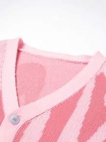 Chillumni 男士前扣长袖简约开衫，休闲日常穿着，适合秋冬 - 粉色 - 查看 7