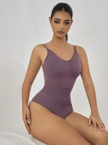 Body Con Espalda Abierta De Color Liso Para Mujer Para Dar Forma - Púrpura malva - Ver 5
