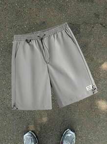 Manfinity VCAY Men's Loose Drawstring Waist Woven Shorts, Summer - Grey - View 1