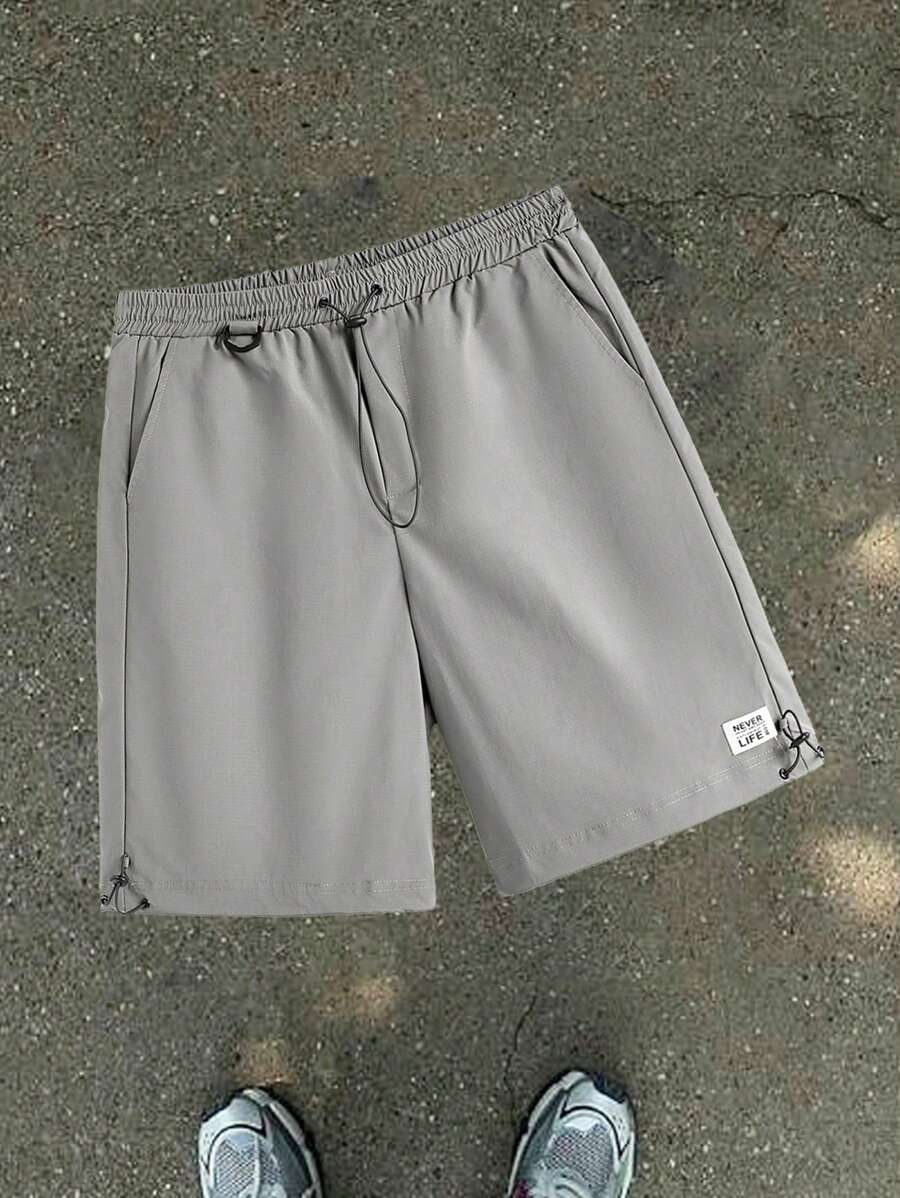 Manfinity VCAY Men's Loose Drawstring Waist Woven Shorts, Summer - Grey - View 1