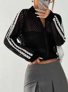 SHEIN Unity Women's Sports Mesh Ballet Jacket - Black - View 1