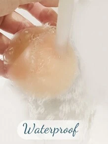 New Deep V-Neck Silicone Mango Shaped Invisible Breast Lift Nipple Covers Set - Champagne - View 2