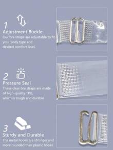 8 件透明可拆卸肩带，女士隐形胸罩肩带 - 無色 - 查看 5