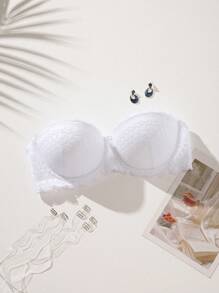 Sostén Con Borde Festoneado Con Aro Y 1 Par De Tirantes Para Lencería - Blanco - Ver 6