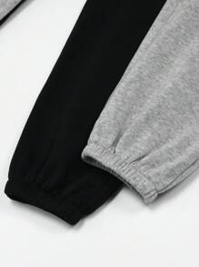 SHEIN EZwear 2 piezas Conjunto de pantalones jogger con cintura elástica de unicolor para mujer