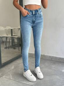 RueChic Quần Jeans Nữ Ôm Dáng Thường Ngày Đa Năng 98% Cotton - Rửa trung bình - Xem 6