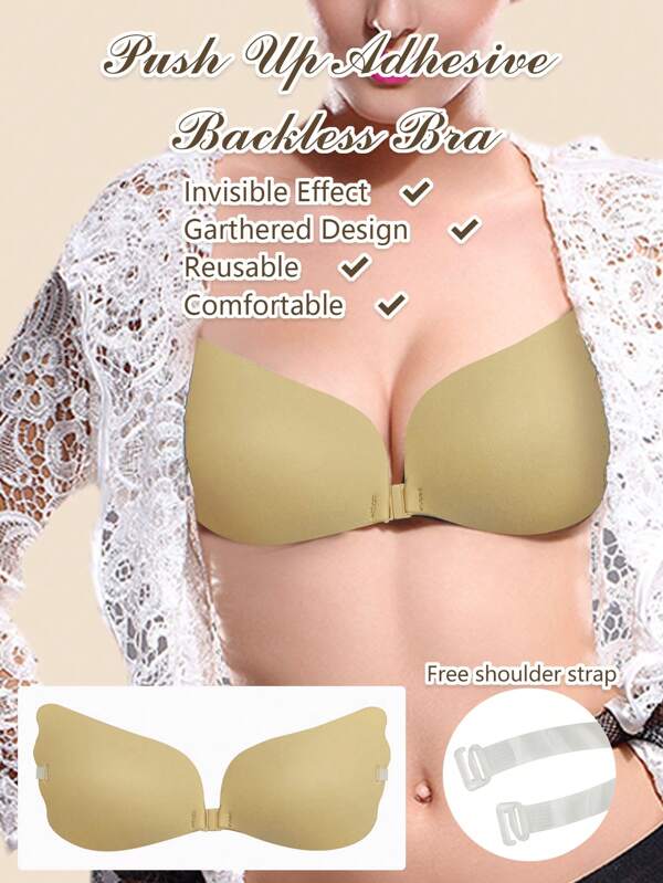 New Detachable Shoulder Strap Deep V Invisible Push Up Silicone Nipple Cover Boob Pads Bra