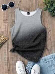 SHEIN LUNE Women Casual Ombre Color Block Round Neck Sleeveless Tank Top, Summer