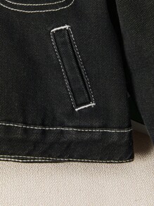 SHEIN 1 pezzo Giacca di jeans foderata termicamente per ragazzo con tasche con patta