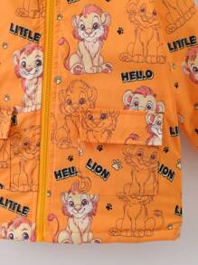 2 chiếc áo khoác gió có mũ in hình sư tử vui nhộn cho bé trai và áo khoác lông cừu dày ấm áp cho mùa thu đông - Màu vàng - Xem 8
