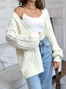 EURMUSE 女士舒适凉爽保暖优雅开衫 - 白色 - 查看 3