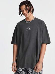 Manfinity VCAY Men's Summer Casual Short Sleeve Round Neck T-Shirt With Letter Print - Grey - View 4