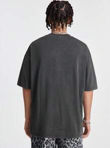 Manfinity VCAY Men's Summer Casual Short Sleeve Round Neck T-Shirt With Letter Print - Grey - View 3