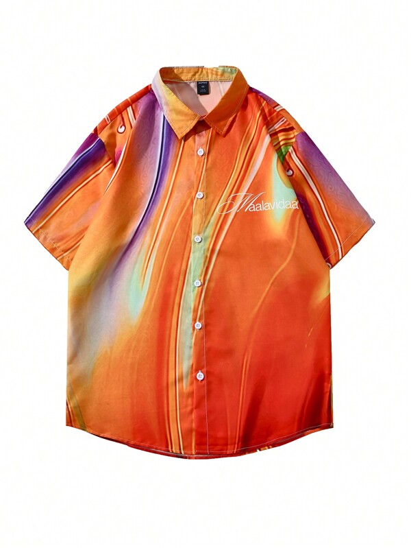 MAALAVIDAA Camisa de manga corta de estilo callejero para hombres artistas, adecuada para el uso diario en primavera y verano, vacaciones, festival, Ibiza